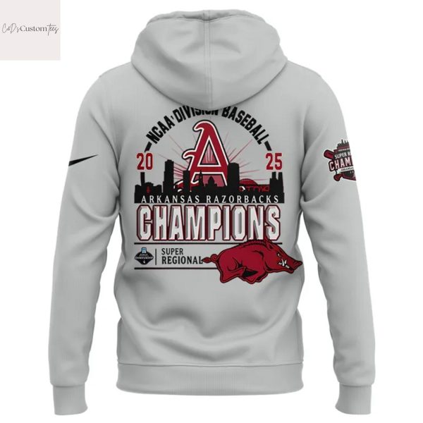 Arkansas Razorbacks Baseball College World Series 2025 Omahogs Hoodie – Grey
