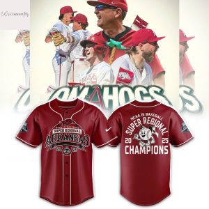 Arkansas Razorbacks Super Regional 2025 Champions Baseball Jersey