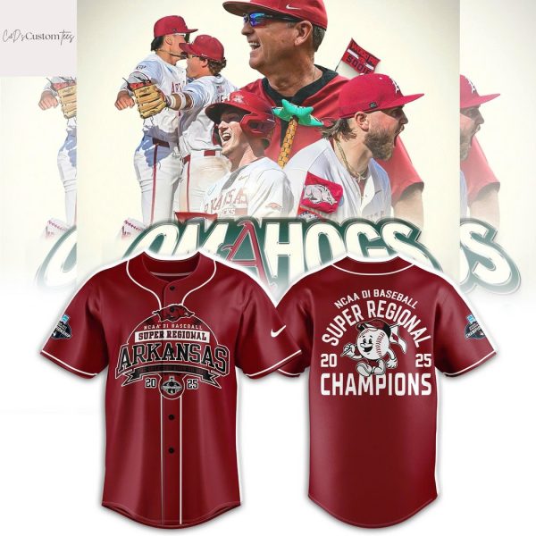Arkansas Razorbacks Super Regional 2025 Champions Baseball Jersey