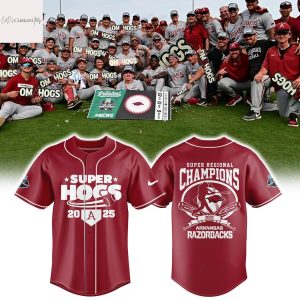 Arkansas Razorbacks Super Regional Champions 2025 Baseball Jersey