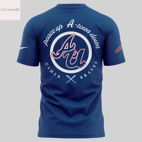 Atlanta Braves x Usher Peace Up A-Town Down 3D T-Shirt – Blue