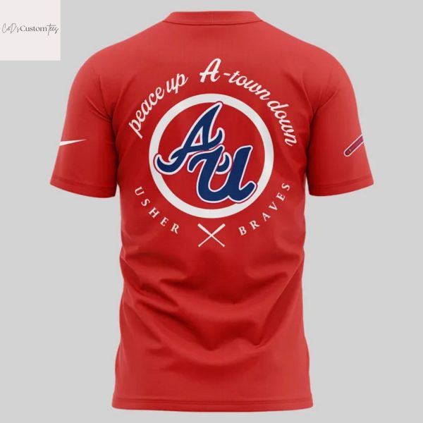 Atlanta Braves x Usher Peace Up A-Town Down 3D T-Shirt – Red