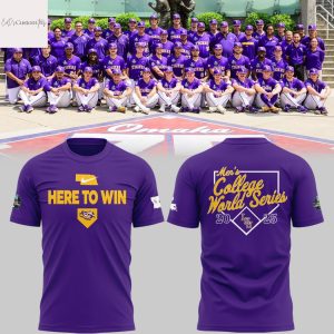 Here To Win LSU Tigers Mens College World Series 2025 3D T-Shirt