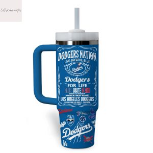 Let Go Dodgers Los Angeles Dodgers Baseball Design Tumbler With Handle And Straw