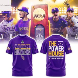 LSU Tigers Baseball 2025 NCAA National Champions The Power House Of College Baseball 3D T-Shirt