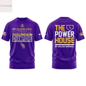 LSU Tigers Baseball 2025 NCAA National Champions The Power House Of College Baseball 3D T-Shirt