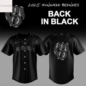 Milwaukee Brewers Back In Black Baseball Jersey