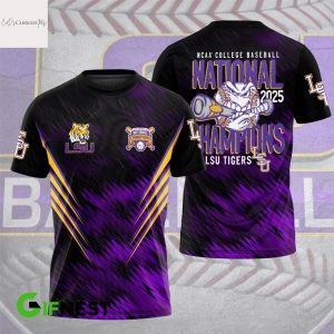 NCAA Baseball National Champions 2025 LSU Tigers 3D T-Shirt