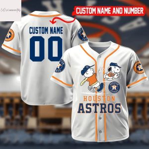 Personalized Houston Astros Mix Charlie Brown And Snoopy Baseball Jersey