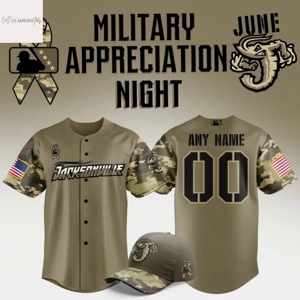 Personalized Jacksonville Jumbo Shrimp Military Appreciation Night 2025 Baseball Design Jersey