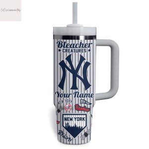 Personalized New York Yankees Bleacher Creatures Tumbler With Handle And Straw