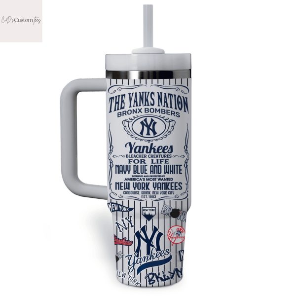 Personalized New York Yankees Bleacher Creatures Tumbler With Handle And Straw