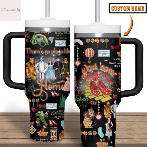 Personalized Theres No Place Like Home Tumbler With Handle And Straw