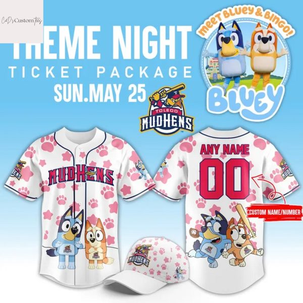 Personalized Toledo Mud Hens x Bluey Design Baseball Jersey