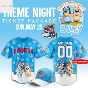 Personalized Toledo Mud Hens x Bluey Design Baseball Jersey – Blue