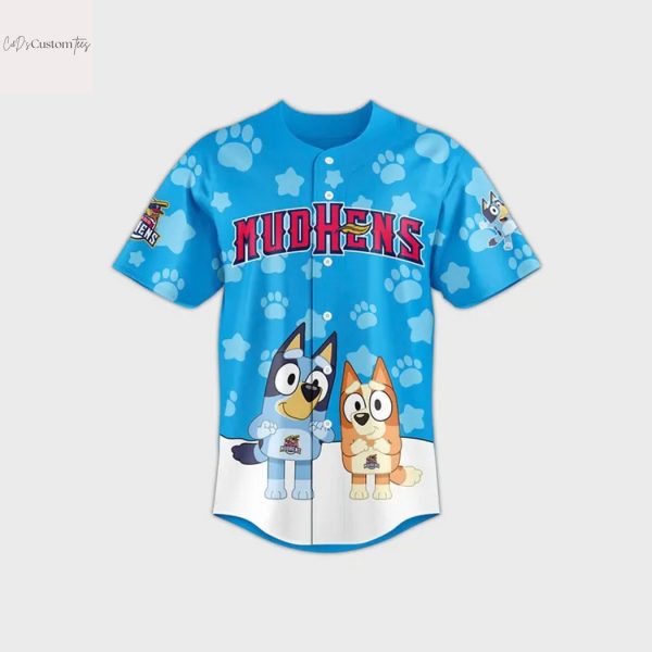Personalized Toledo Mud Hens x Bluey Design Baseball Jersey – Blue