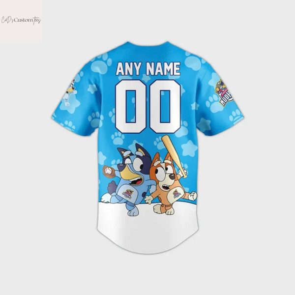 Personalized Toledo Mud Hens x Bluey Design Baseball Jersey – Blue