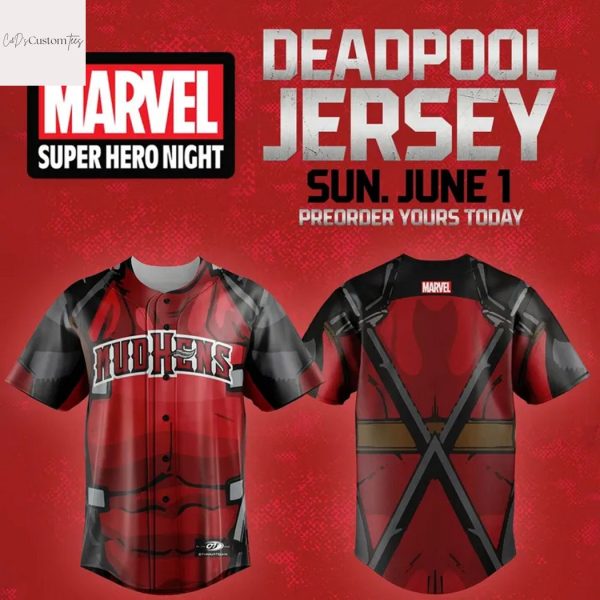 Toledo Mud Hens x Deadpool Marvel Design Baseball Jersey