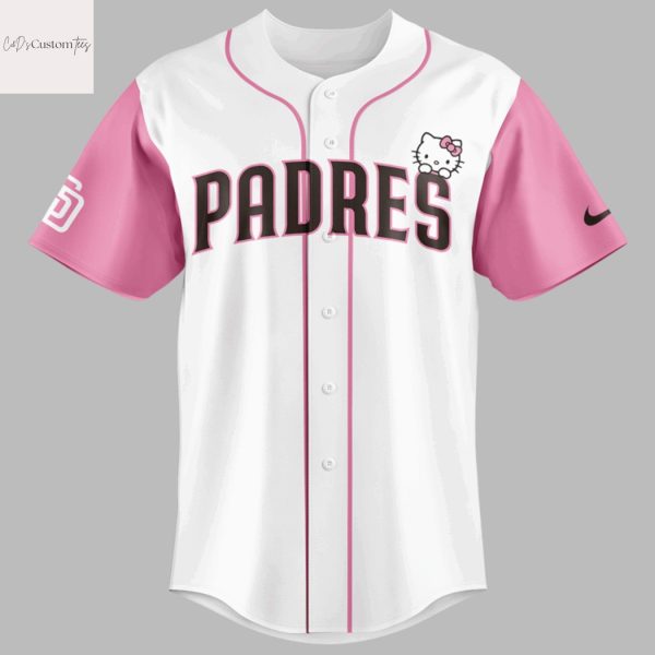 2025 San Diego Padres x Hello Kitty Design Baseball Jersey – Pink