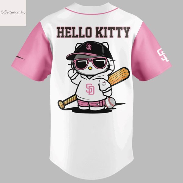 2025 San Diego Padres x Hello Kitty Design Baseball Jersey – Pink