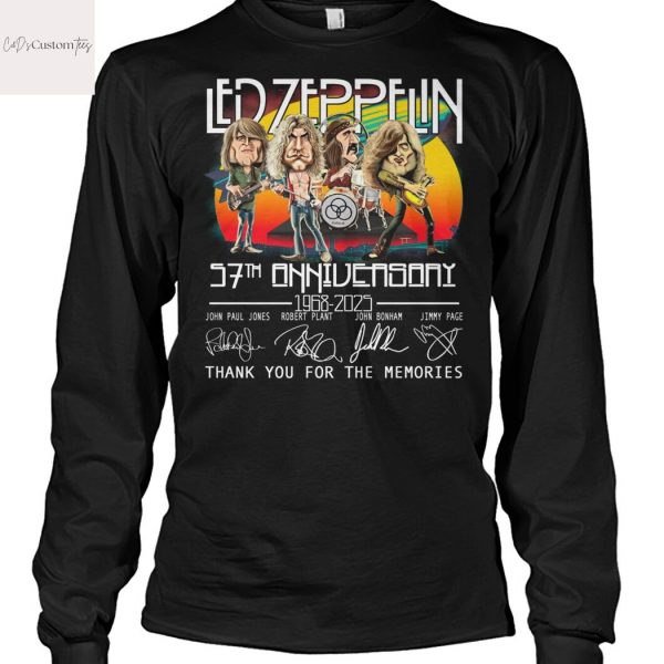 Led Zeppelin 57th Anniversary 1968-2025 Signaturr Thank You For The Memories Design Unisex T-Shirt