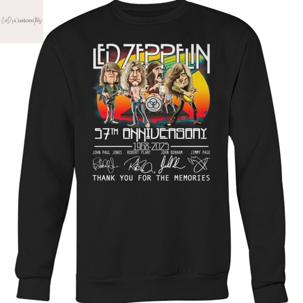 Led Zeppelin 57th Anniversary 1968-2025 Signaturr Thank You For The Memories Design Unisex T-Shirt