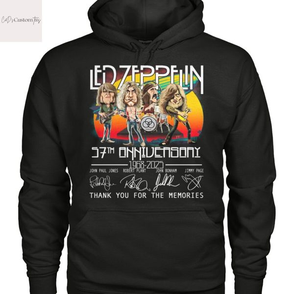 Led Zeppelin 57th Anniversary 1968-2025 Signaturr Thank You For The Memories Design Unisex T-Shirt