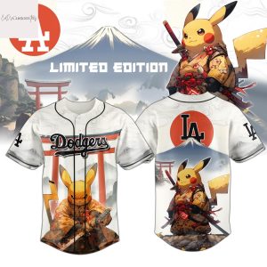 Los Angeles Dodgers x Pikachu Samurai Design Baseball Jersey