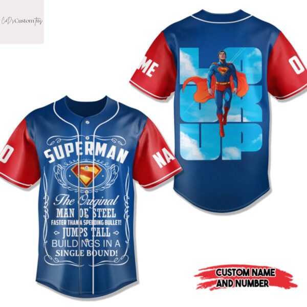 Personalized Superman Look Up Baseball Jersey