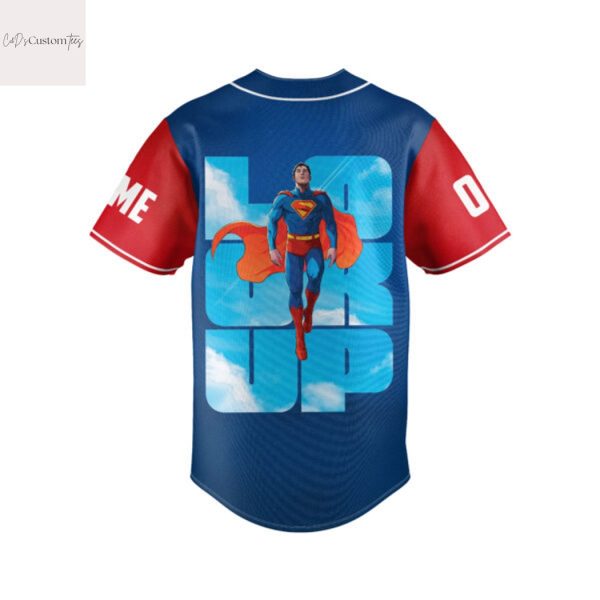 Personalized Superman Look Up Baseball Jersey
