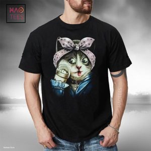 Classy female cat with bow makeup T-shirt