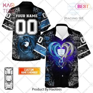 Personalized Racing 92 Rugby Rose Dragons Design Hawaiian Shirt